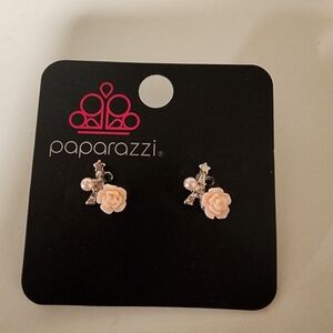 paparazzi Peach Rose Pearl Eiffel Tower Studs